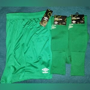 Umbro Green Soccer Shorts and Socks Bundle